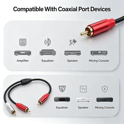 2 PCS RCA‑Connector Male to Male, Short RCA‑Connector Y Splitter Cable 1ft Splitter 1 Males to 2 Males for Subwoofer Amplifier Speaker Stereo System in Kuwait