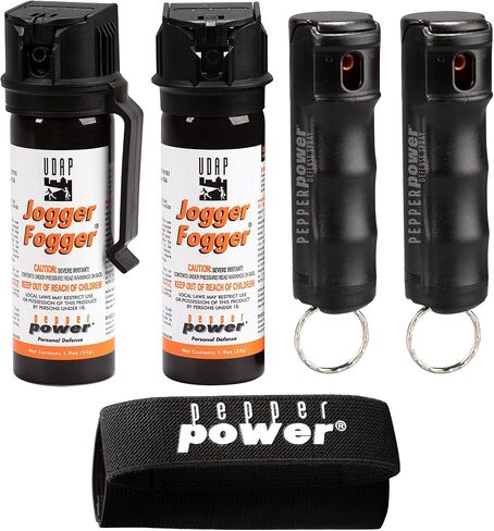 UDAP Pepper Power Jogger Fogger OC Compact Self Defense Pepper Spray with Holster, Clip and Mini Keychain, Travel Size for Runners, PSD, 5 Piece Pack in Kuwait