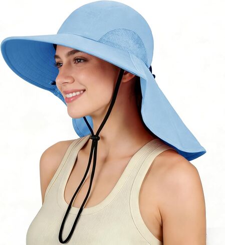 Tirrinia Wide Brim Sun Hat with Neck Flap for Men & Women in Kuwait