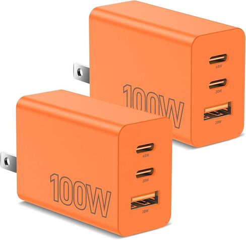 2Pack USB C Charger Block 100W,3-Port Super Fast Charging Wall Adapter in Kuwait