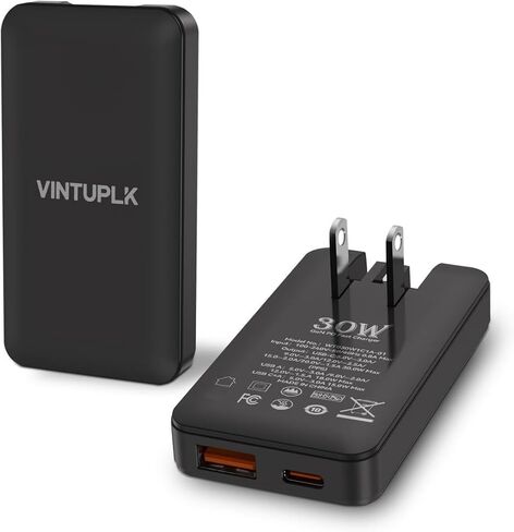 30W Flat USB C Charger, Dual-Port GaN Wall Adapter, Foldable Plug for iPhone 16/15, Galaxy S25/S24, Black in Kuwait