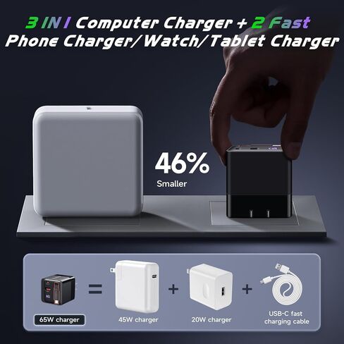 65W Retractable Wall Charger, USB C Charger Block Built-in Type C Cable in Kuwait