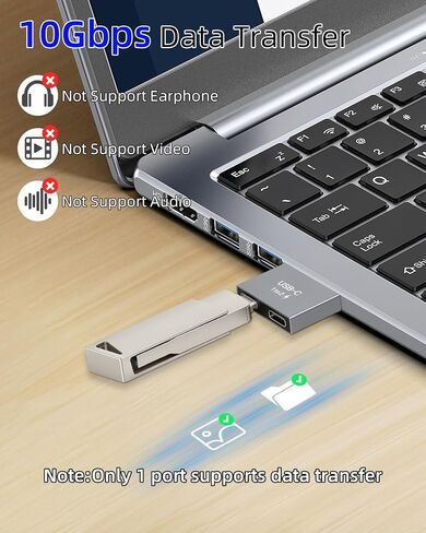 GELRHONR USB C to C Adapter, 10Gbps USB C Male to Dual Female Converter, 65W Double Type-C Port Charger Adapter for Notebook, Tablet, Phones and More Type C Devices (1 to 2) in Saudi Arabia