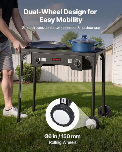VEVOR 2 Burner Outdoor Propane Gas Stove, Propane LPG Gas Camping Stove, in Kuwait