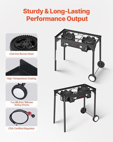 VEVOR 2 Burner Outdoor Propane Gas Stove, Propane LPG Gas Camping Stove, in Kuwait