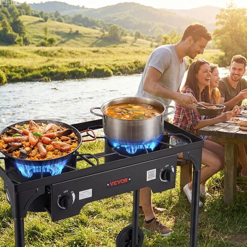 VEVOR 2 Burner Outdoor Propane Gas Stove, Propane LPG Gas Camping Stove, in Kuwait