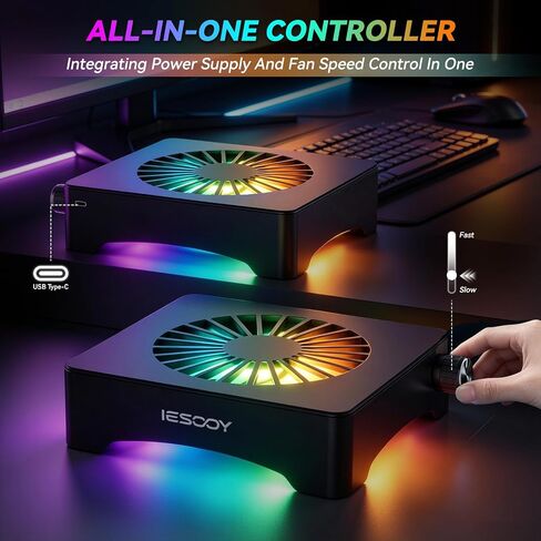 Iesooy Aluminum Cooling Stand, Quiet 120mm 12V Fan with ARGB Light in Kuwait
