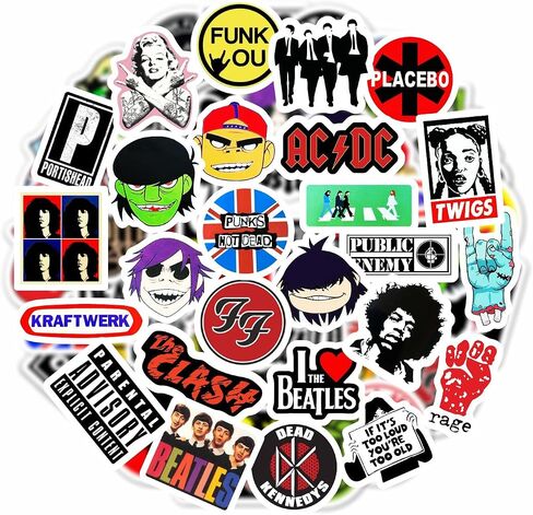 BulbaCraft Classic Rock Stickers — 60s 70s 80s 90s Rock Band Stickers for Water Bottle & Laptop, Metal Band Decals, Gifts for Women & Men in Kuwait