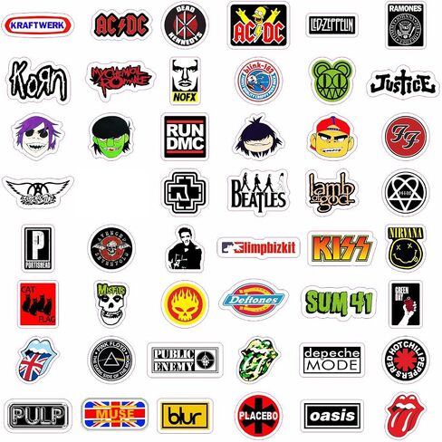 BulbaCraft Classic Rock Stickers — 60s 70s 80s 90s Rock Band Stickers for Water Bottle & Laptop, Metal Band Decals, Gifts for Women & Men in Kuwait