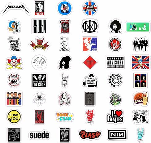 BulbaCraft Classic Rock Stickers — 60s 70s 80s 90s Rock Band Stickers for Water Bottle & Laptop, Metal Band Decals, Gifts for Women & Men in Kuwait