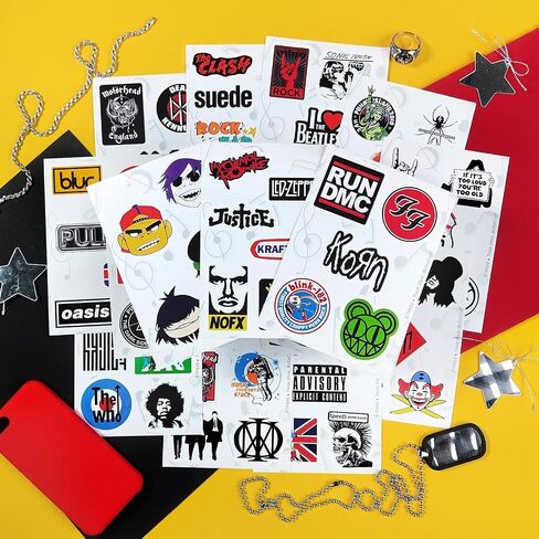 BulbaCraft Classic Rock Stickers — 60s 70s 80s 90s Rock Band Stickers for Water Bottle & Laptop, Metal Band Decals, Gifts for Women & Men in Kuwait