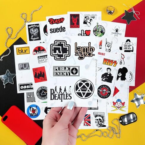 BulbaCraft Classic Rock Stickers — 60s 70s 80s 90s Rock Band Stickers for Water Bottle & Laptop, Metal Band Decals, Gifts for Women & Men in Kuwait