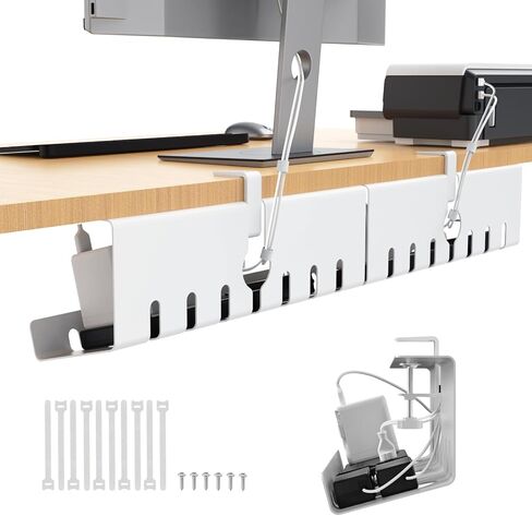 Syeeiex Under Desk Cable Management, Cord Management, Black, 17inch, 2 Set in Kuwait