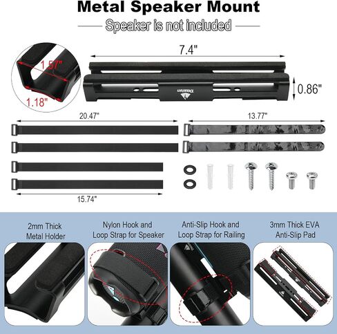 Portable Bike Speaker Mount for JBL Charge 5/Charge 6/Flip 5/Flip 6/Flip 7/Xtreme 4, Metal Wall Mount Speaker Strap Holder with Hook and Loop Straps for Bike/Golf Cart/Boat/Scooter Railing in Saudi Arabia