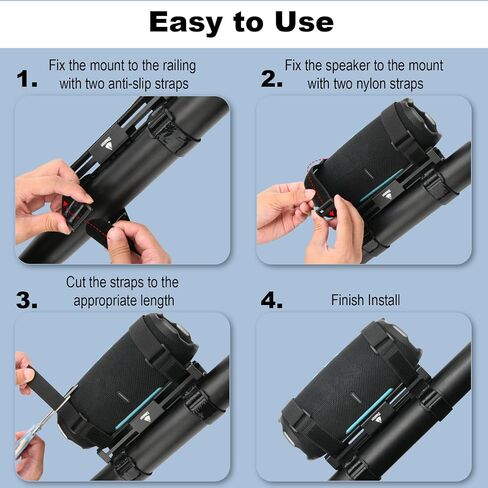 Portable Bike Speaker Mount for JBL Charge 5/Charge 6/Flip 5/Flip 6/Flip 7/Xtreme 4, Metal Wall Mount Speaker Strap Holder with Hook and Loop Straps for Bike/Golf Cart/Boat/Scooter Railing in Saudi Arabia