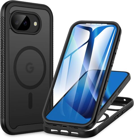 CENHUFO Magnetic Privacy for Google Pixel 10A Case, Full Body Phone Case with Built-in 9H Tempered Glass Privacy Screen Protector and Camera Protector, Shockproof Protective Anti Spy Cover - Black in Kuwait