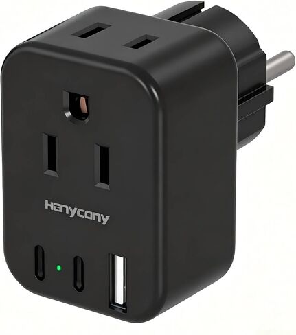 European Travel Plug Adapter, International Power Adapter, US to Europe in Kuwait