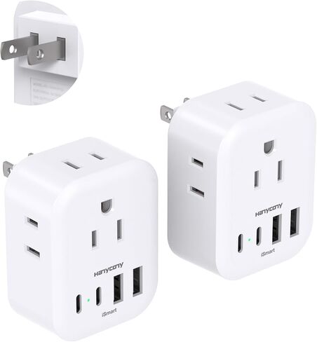 Foldable European Travel Plug Adapter for US to Europe Italy Spain 2 Pack in Kuwait