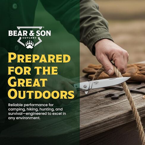 BEAR & SON – Manual Flipper Knife 3.38" D2 Tool Steel Blade | Cocobola Wood Handle Pocket Knife for Everyday Carry | Lightweight Folding EDC with Clip Point Blade | USA Made CB21 Rancher Sideliner in Kuwait