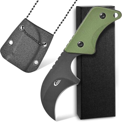 C1294 Fixed Blade Knife,9Cr18Mov Blade G10 Handle EDC Tool Neck Knife for Outdoor, Camping, Hiking, Fishing with kydex Sheath (Black) in Saudi Arabia