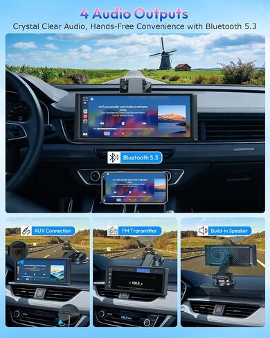 ESSGOO 8.1" Wireless CarPlay & Android Auto Screen for Car with HD Back Cam in Kuwait