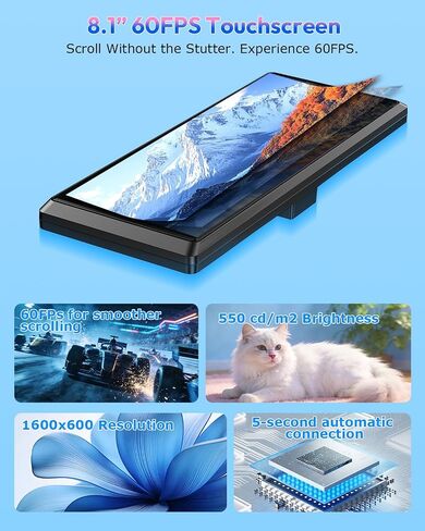 ESSGOO 8.1" Wireless CarPlay & Android Auto Screen for Car with HD Back Cam in Kuwait