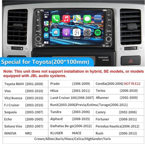 Car Radio for Toyota 4Runner 2003-2009, Tundra 2003-2006, Sequoia 2003-2007，Highlander 2001-2007，RAV4 2001-2008,FJ Cruiser 2003-2010 7" IPS Touchscreen Carplay Android Auto, AM/FM BT Backup Camera in Kuwait