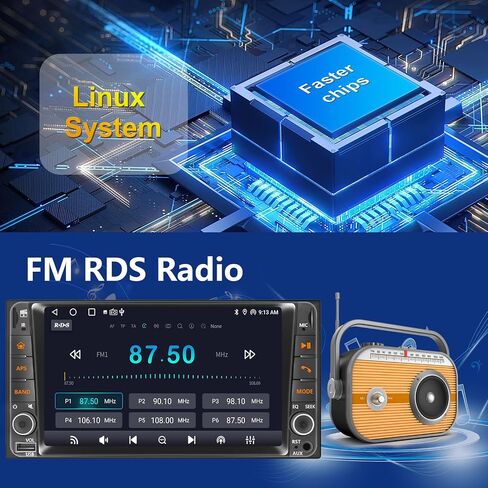 Car Radio for Toyota 4Runner 2003-2009, Tundra 2003-2006, Sequoia 2003-2007，Highlander 2001-2007，RAV4 2001-2008,FJ Cruiser 2003-2010 7" IPS Touchscreen Carplay Android Auto, AM/FM BT Backup Camera in Kuwait