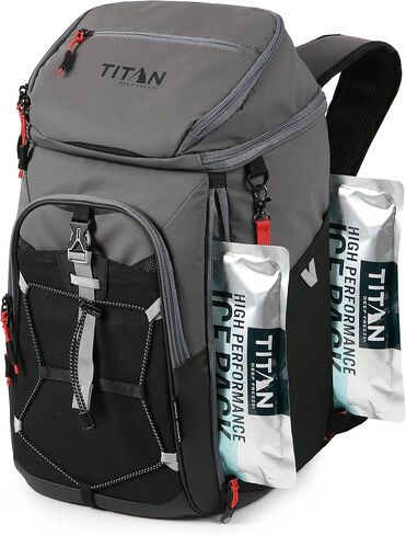 Titan Deep Freeze Ice Wall Backpack Cooler - 30 Can - Sharkskin Gray - Cooler Bag with Ice Packs in Kuwait