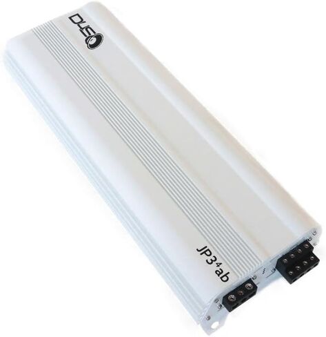 DOWN4SOUND JP34 AB White Gloss 4 Channel Car Audio Amplifier | 590W RMS Class AB Power Amp | Car Stereo Speaker Amplifier | High-Performance Automotive Sound in Kuwait