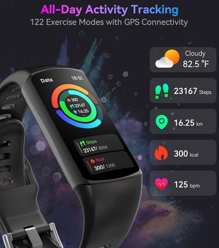 Smart Watch Fitness Tracker with 24/7 Heart Rate, Blood Oxygen Blood Pressure Monitor Sleep Tracker 120 Sports Modes Activity Trackers Step Calorie Counter IP68 Waterproof for Andriod iPhone Women Men in Kuwait