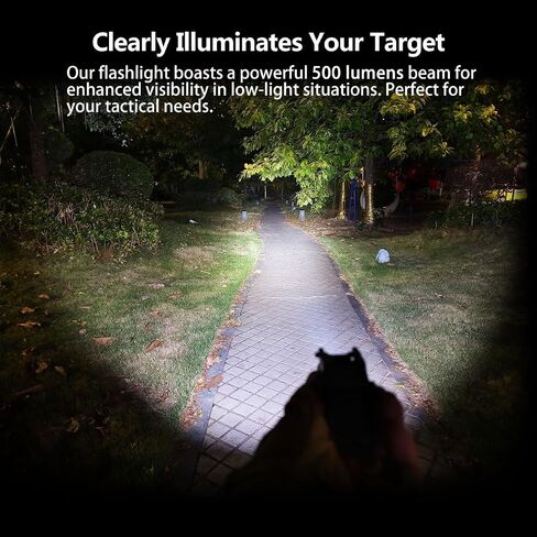 500 Lumens LED Rail Mount Tactical Gun Flashlight Pistol Light with Strobe, Quick Release for Hunting, Black in Kuwait