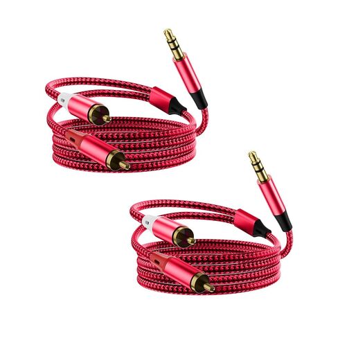 2-Pack RCA to 3.5mm AUX Cable, Black, 3.3 Feet in Kuwait