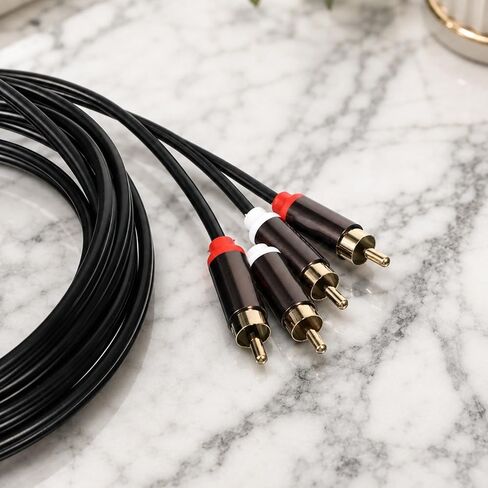 10Ft RCA‑Connector Cables 2RCA‑Connector Male to 2RCA‑Connector Male Cable Stereo Audio Cables for Car Audio Video Home Theater HDTV Gaming Consoles in Kuwait