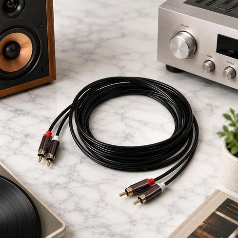10Ft RCA‑Connector Cables 2RCA‑Connector Male to 2RCA‑Connector Male Cable Stereo Audio Cables for Car Audio Video Home Theater HDTV Gaming Consoles in Kuwait