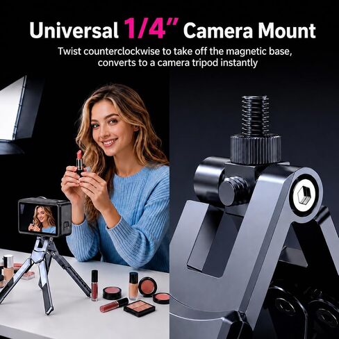 4-in-1 Adjustable Laptop Stand for desk with Magnetic Phone Holder & Camera Tripod, Foldable Aluminum Stand for Laptop, Tablet, Camera, Portable Ergonomic Desk Setup for Travel & Remote Work(Gun Gray) in Saudi Arabia