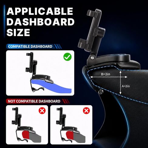 YUHENG Car Phone Holder Clip on Dashboard, 360° Rotating Car Phone Mount in Kuwait