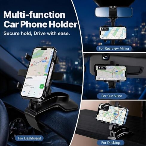 YUHENG Car Phone Holder Clip on Dashboard, 360° Rotating Car Phone Mount in Kuwait