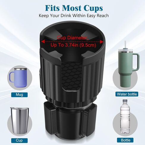 SAGRUILA 2-in-1 Cup Holder Phone Mount, 360° Adjustable Phone Cup Holder for Car, Quick-Install Cup Holder Expander, Fits Most 4-7" Smartphones and 20-32 oz Water Bottles in Kuwait