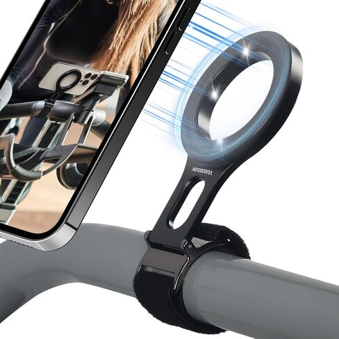 Magnetic Phone Holder for Stroller Bar, Gym Fitness Phone Mount for MagSafe, (Strong Magnet) - 180° Adjustable for Gym, Peloton Exercise Bikes, with Adjustable Strap (Magnetic Ring Included) in Kuwait