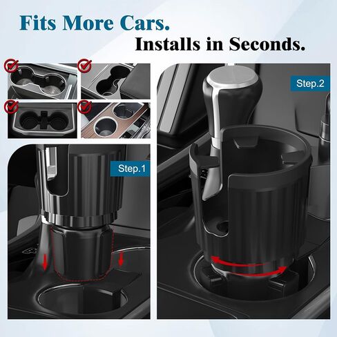 SAGRUILA 2-in-1 Cup Holder Phone Mount, 360° Adjustable Phone Cup Holder for Car, Quick-Install Cup Holder Expander, Fits Most 4-7" Smartphones and 20-32 oz Water Bottles in Kuwait