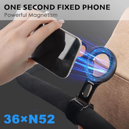 Magnetic Phone Holder for Stroller Bar, Gym Fitness Phone Mount for MagSafe, (Strong Magnet) - 180° Adjustable for Gym, Peloton Exercise Bikes, with Adjustable Strap (Magnetic Ring Included) in Kuwait