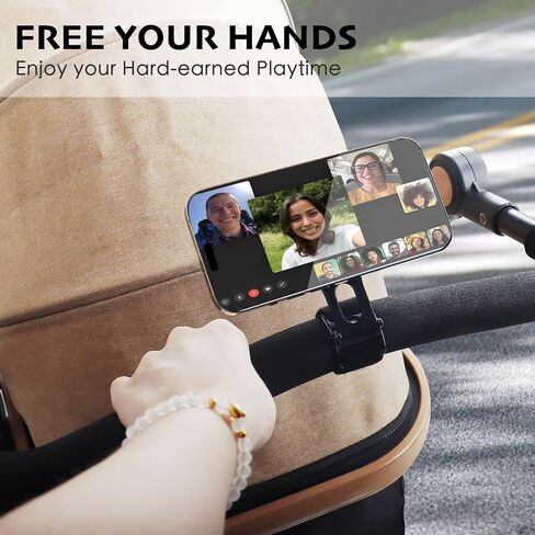 Magnetic Phone Holder for Stroller Bar, Gym Fitness Phone Mount for MagSafe, (Strong Magnet) - 180° Adjustable for Gym, Peloton Exercise Bikes, with Adjustable Strap (Magnetic Ring Included) in Kuwait