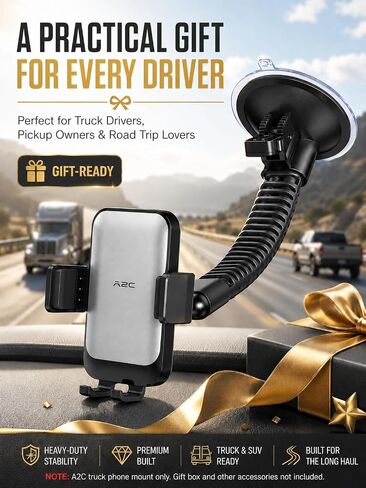 A2C Heavy Duty Truck Phone Mount, 10" Metal Long Arm Windshield Phone Mount in Kuwait