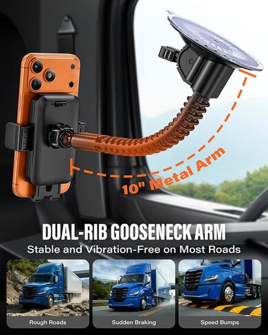 A2C Heavy Duty Truck Phone Mount, 10" Metal Long Arm Windshield Phone Mount in Kuwait