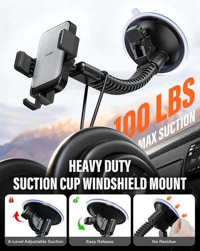 A2C Heavy Duty Truck Phone Mount, 10" Metal Long Arm Windshield Phone Mount in Kuwait