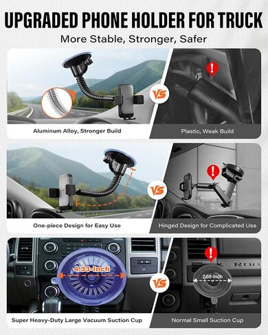 A2C Heavy Duty Truck Phone Mount, 10" Metal Long Arm Windshield Phone Mount in Kuwait