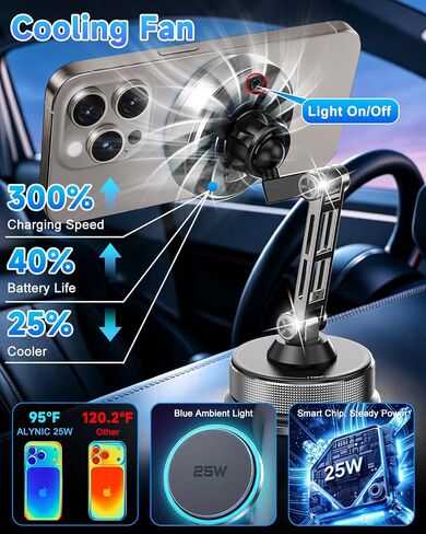 25W for Magsafe Car Mount Charger, Vacuum Magnetic Wireless Car Charger in Kuwait