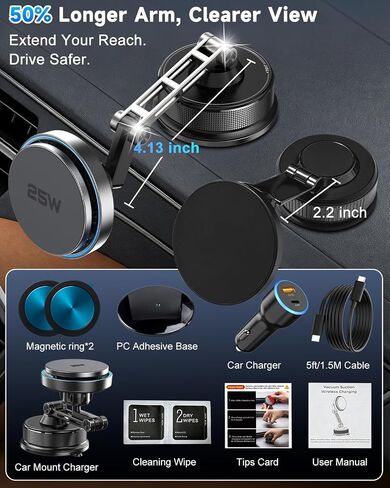 25W for Magsafe Car Mount Charger, Vacuum Magnetic Wireless Car Charger in Kuwait