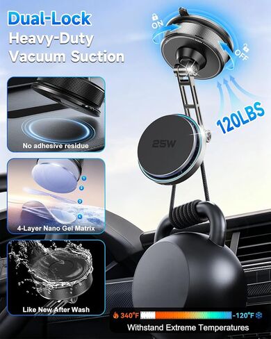 25W for Magsafe Car Mount Charger, Vacuum Magnetic Wireless Car Charger in Kuwait